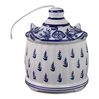 Bird House - White/Blue Chinoiserie Large Pagoda, 8 in.