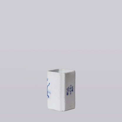 1920s Blue and White Porcelain Tiger Square Vase
