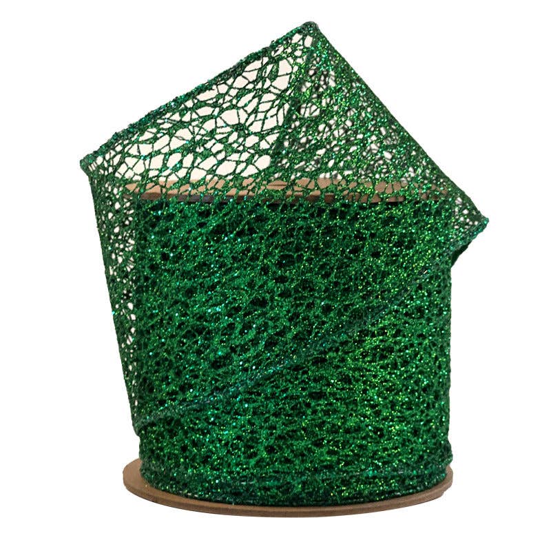 3" Green Mesh Ribbon WR-10255-075-10