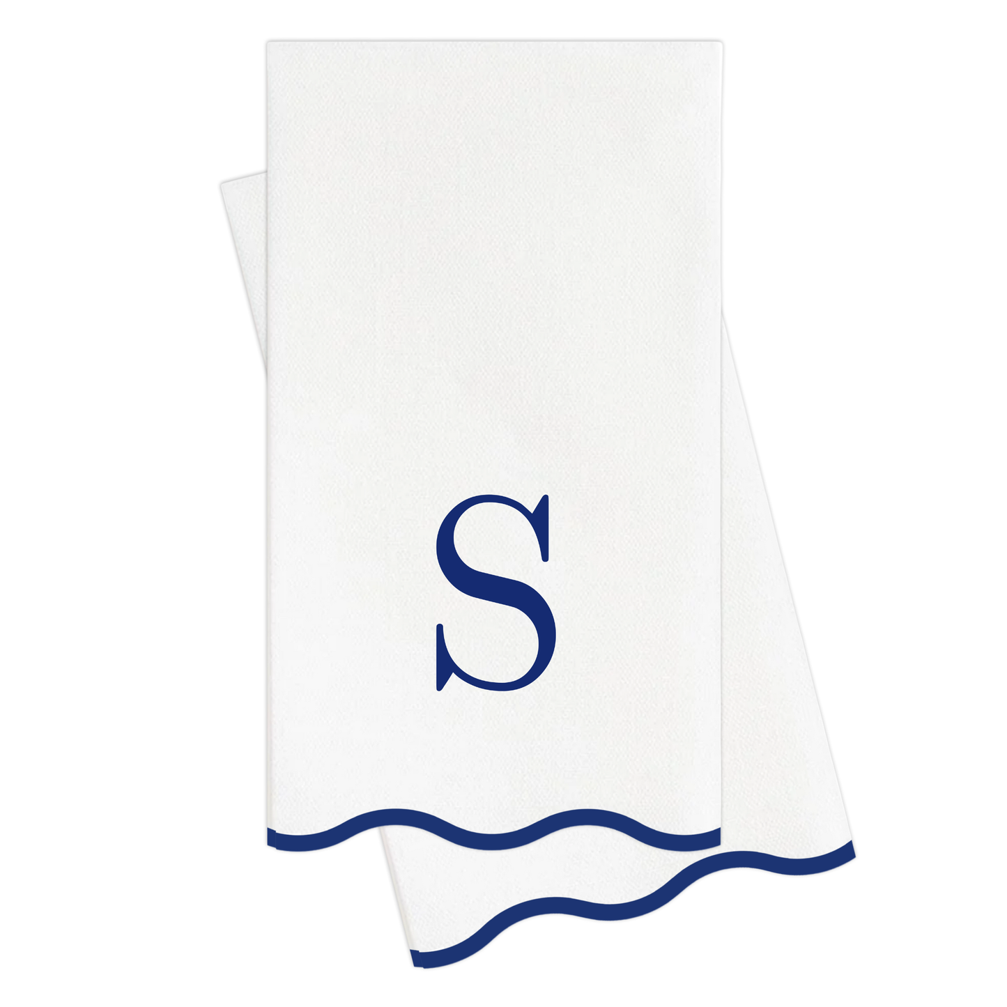 Letter “S” Initials Monogram Paper Napkins - Blue and White Scalloped