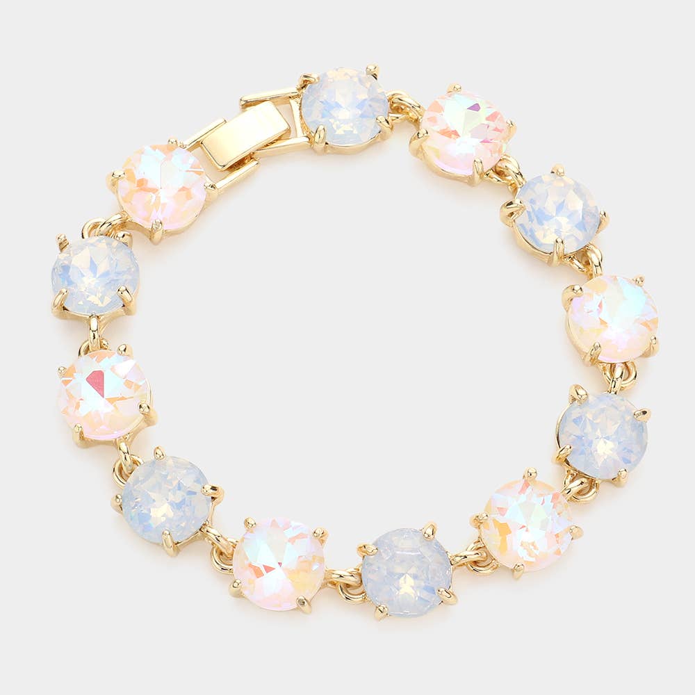 American USA Round Stone Link Evening Bracelet