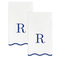 Letter “R” Initials Monogram Paper Napkins - Blue and White Scalloped