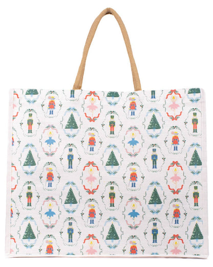 Nutcracker Waltz Juco Carryall Tote   White/Multi   22x19x8