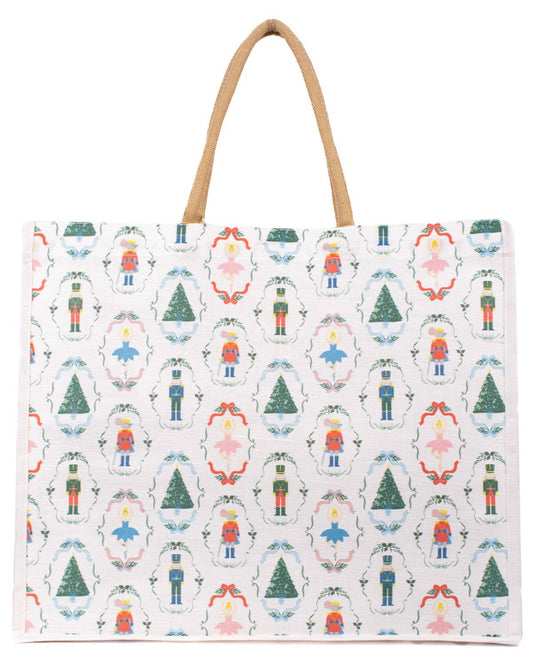 Nutcracker Waltz Juco Carryall Tote   White/Multi   22x19x8