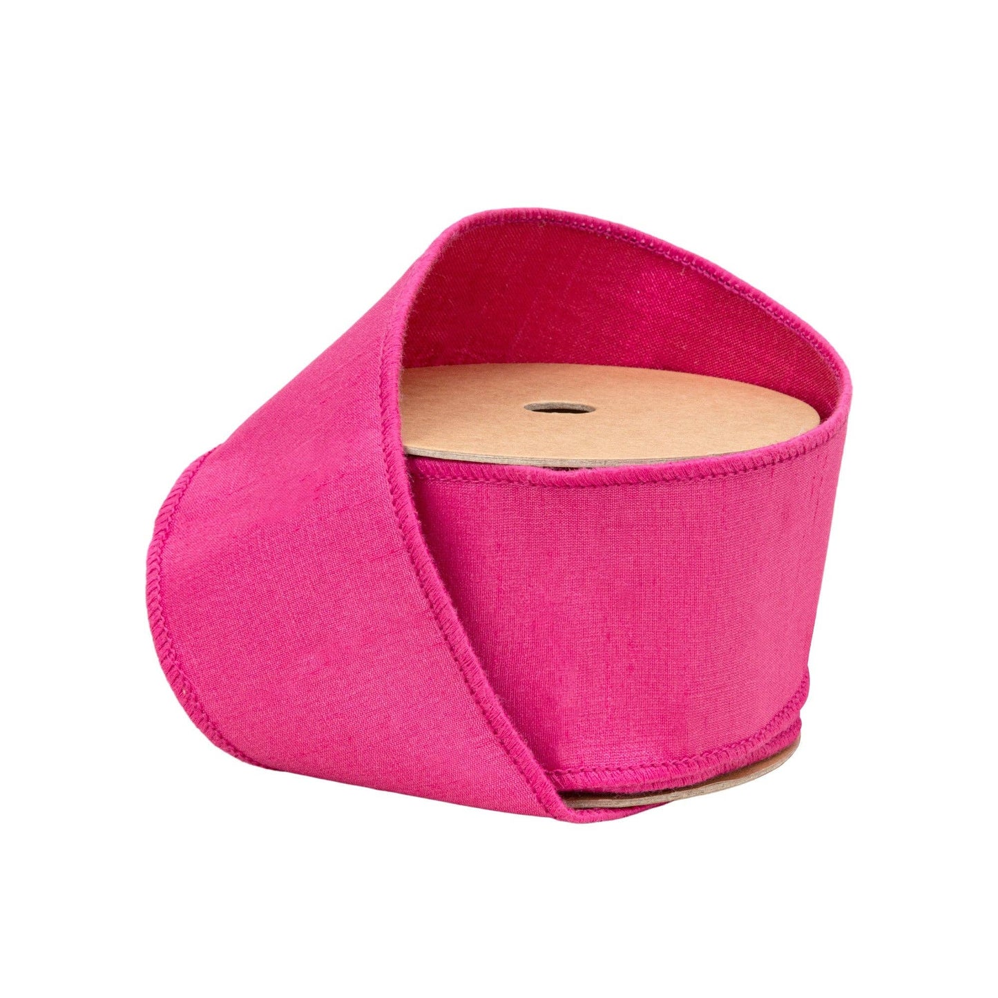 2 1/2" Wired Dupioni Ribbon | Hot Pink w/ Metallic Fused Backing | 10 Yard Roll
