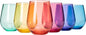 6 Unbreakable Colored Stemless Wine Glasses Acrylic Plastic
