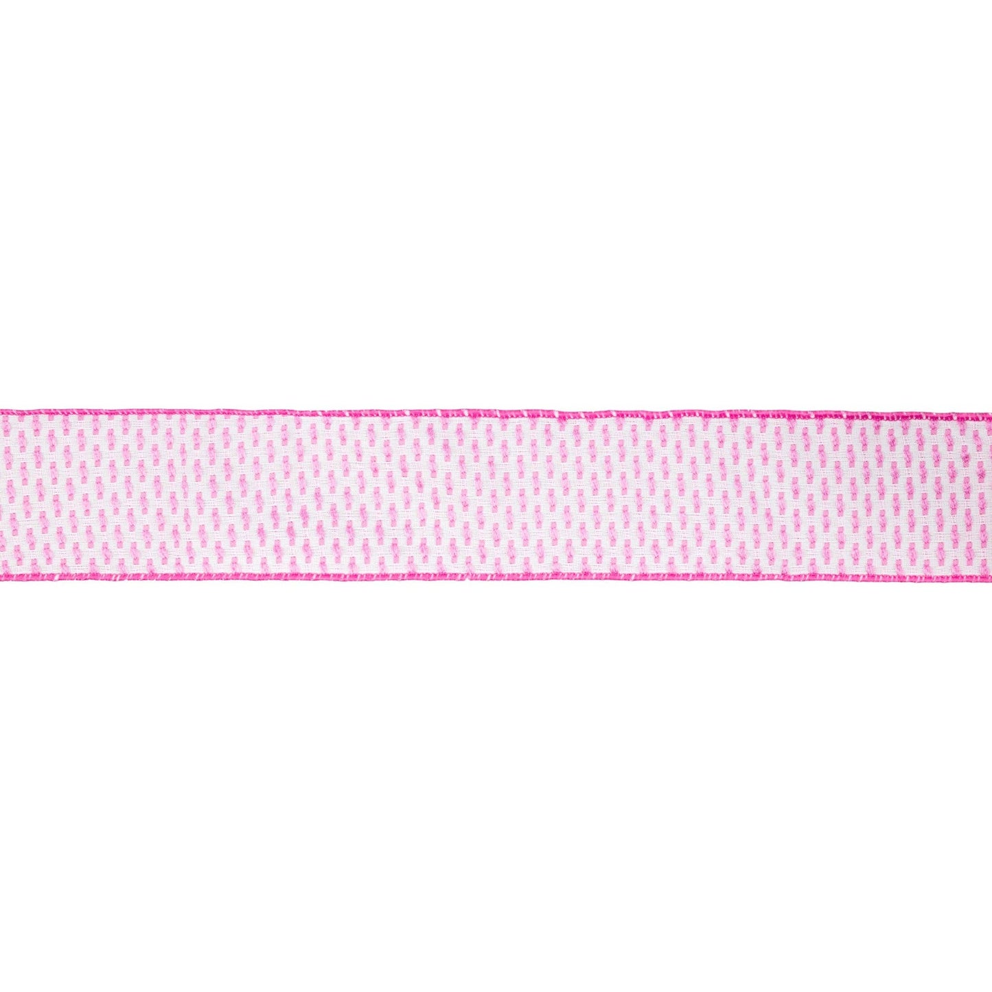 2 1/2" Wired Ribbon | Pink/White Woven | 10 Yard Roll
