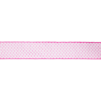 2 1/2" Wired Ribbon | Pink/White Woven | 10 Yard Roll