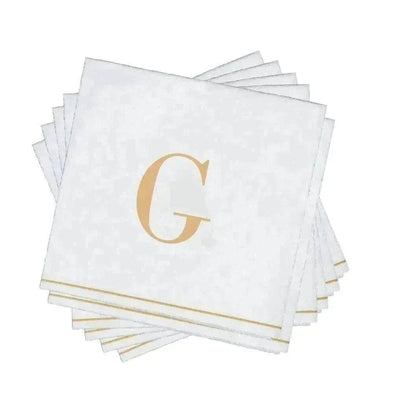G Gold Monogram Cocktail Paper Napkins | 16 Napkins