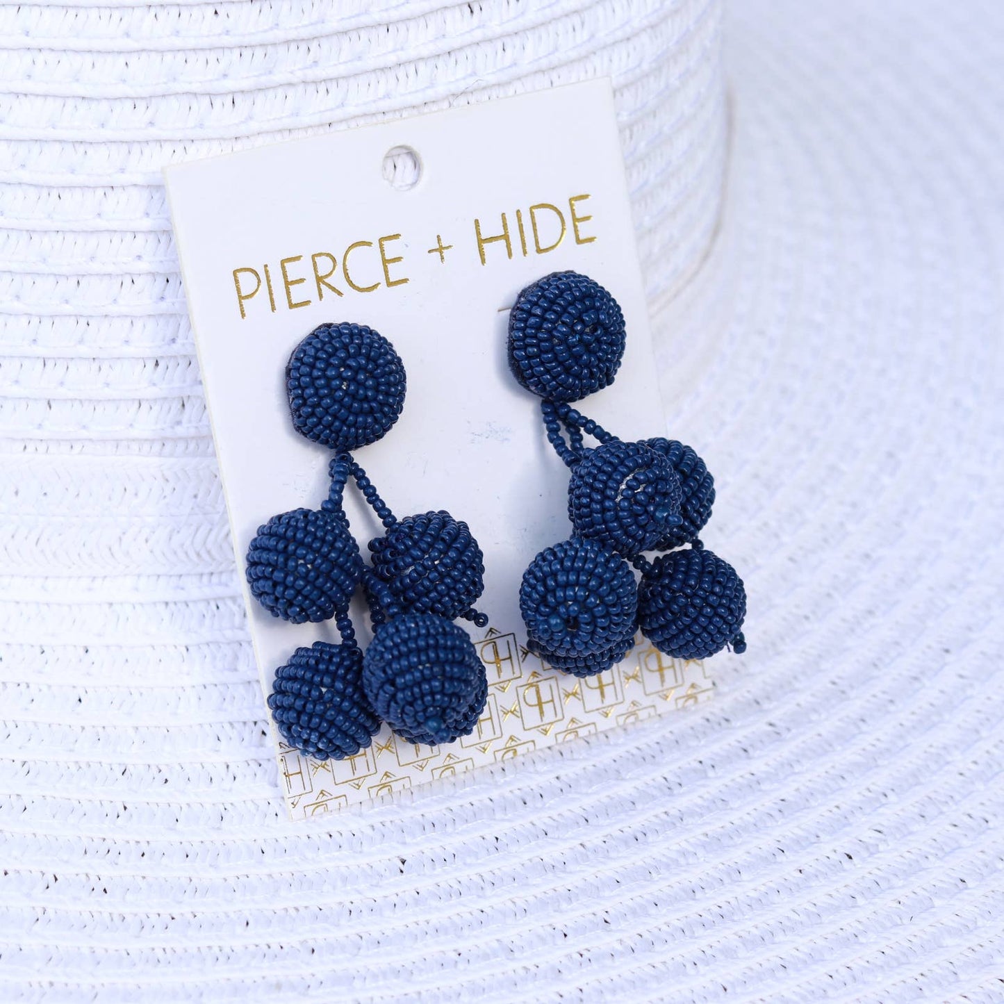 Custom Navy Beaded Bauble Drop Earring
