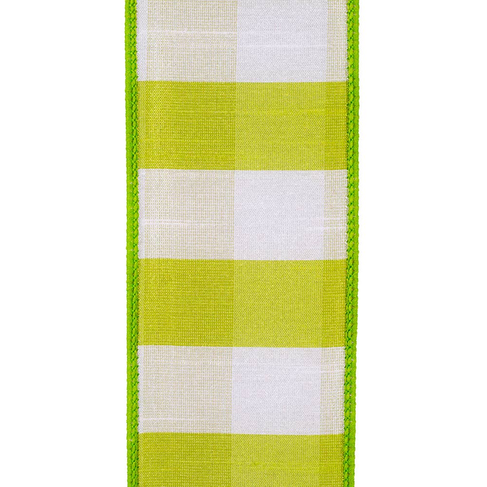 Check Dupioni Delight Wired Edge, Green Grass, 2-1/2 In