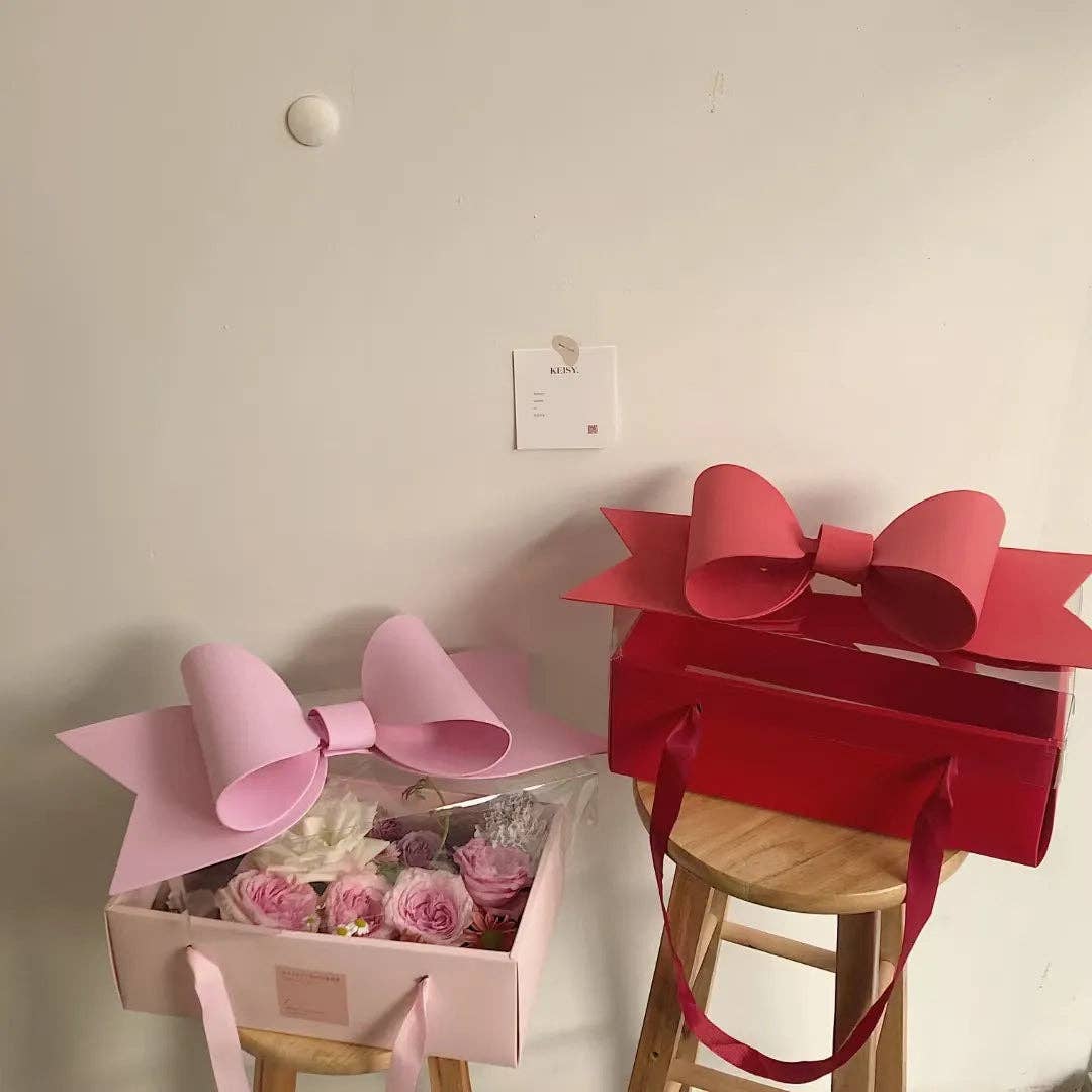 Big Bow Rectangle Flower Box with Clear Lid