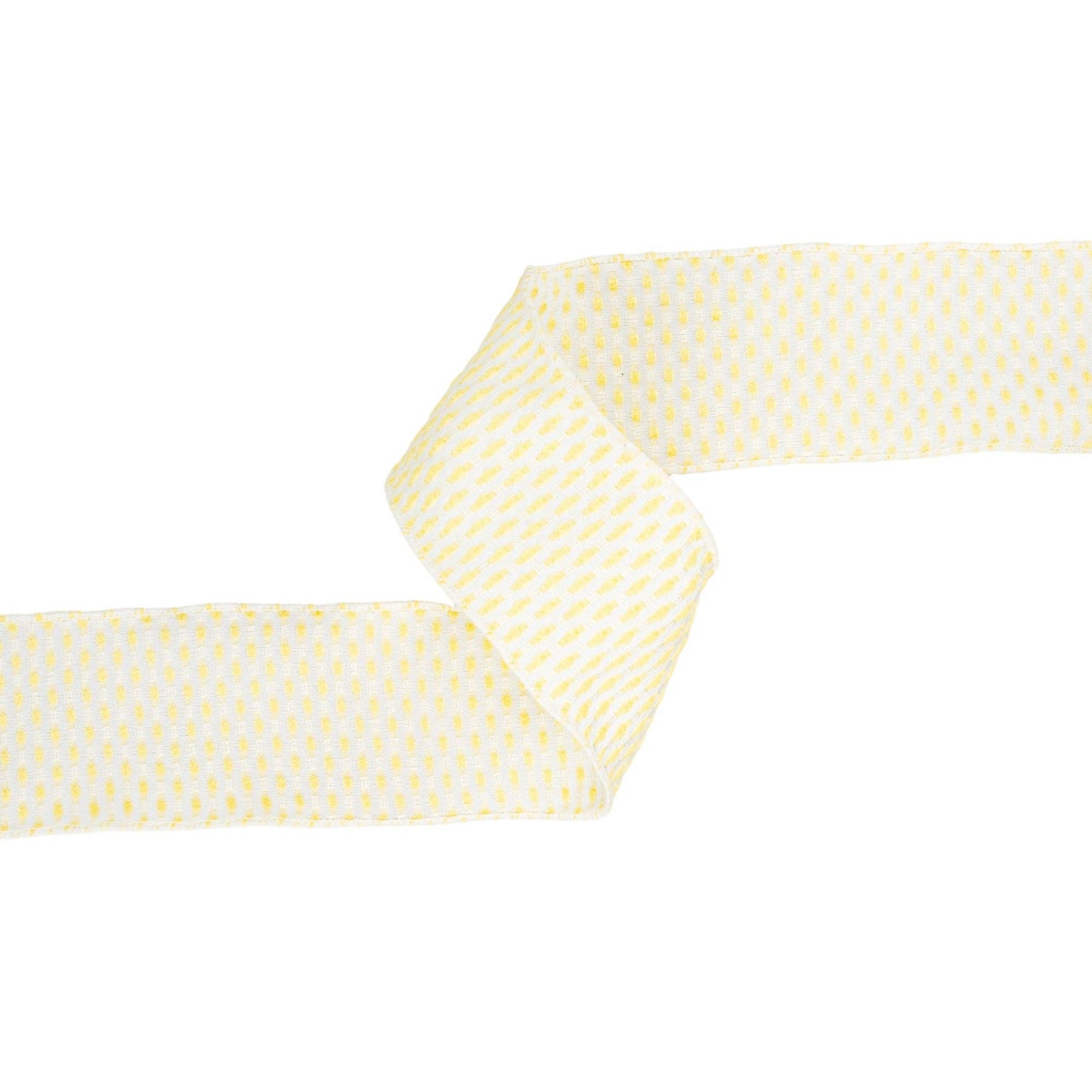 2 1/2" Wired Ribbon | Yellow/White Woven | 10 Yard Roll