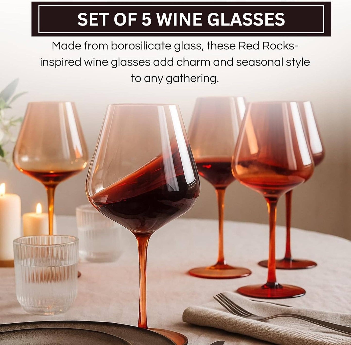 Red Rocks Gradient Colored Wine Glass | Set of 5 | 20 oz