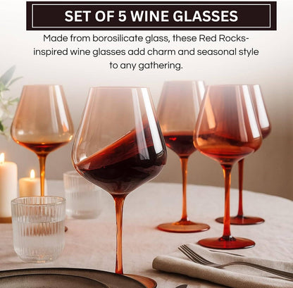 Red Rocks Gradient Colored Wine Glass | Set of 5 | 20 oz