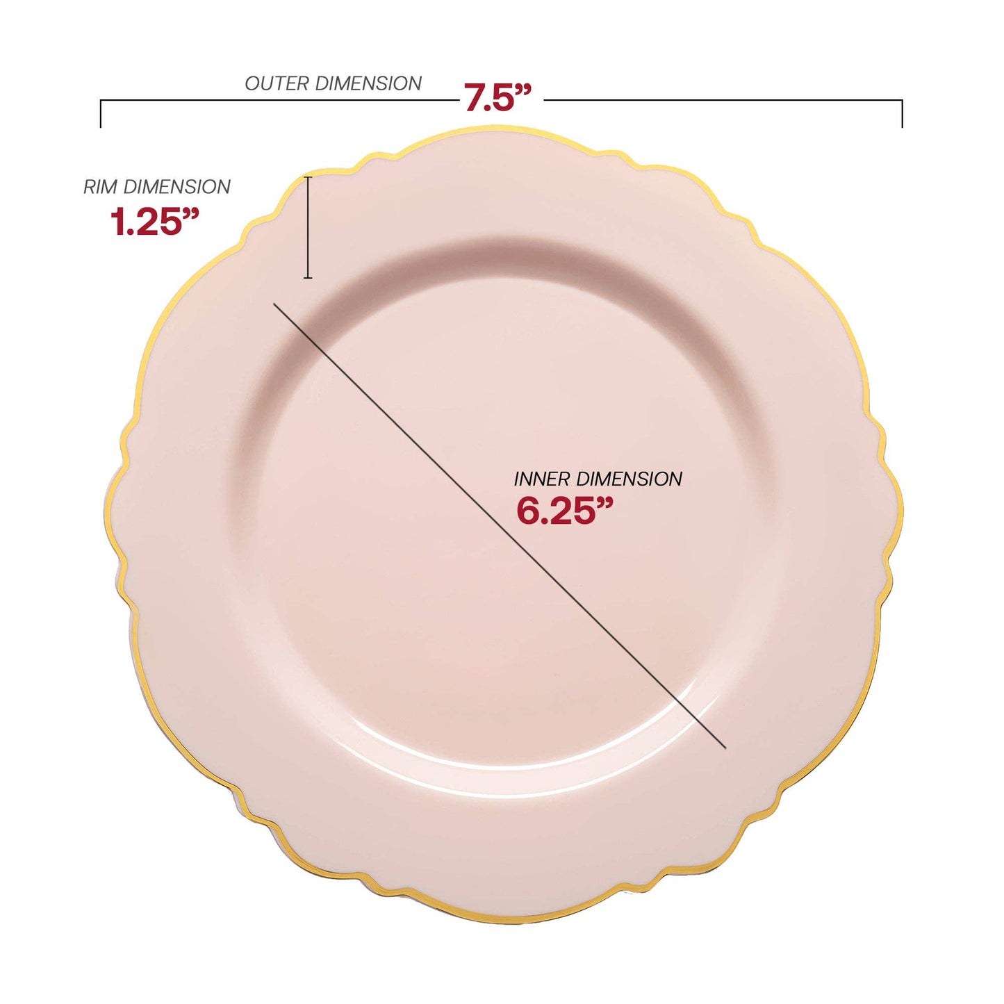 Pink with Gold Rim Plastic Dinnerware Value Set - 20 Sets