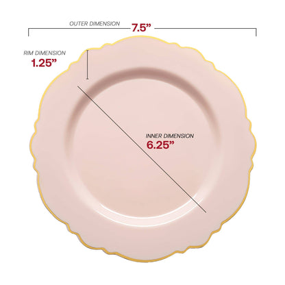 Pink with Gold Rim Plastic Dinnerware Value Set - 20 Sets