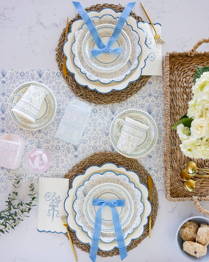 PEM1042 - Pembroke Cream with Blue Edge 12" Paper Plate