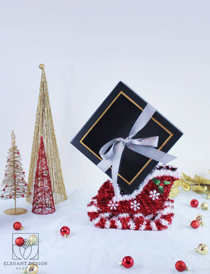Square Gift Box with Clear Lid and Ribbon - Various Colors - For Luxury Flower/ Gift / Chocolate Strawberry Arrangements
