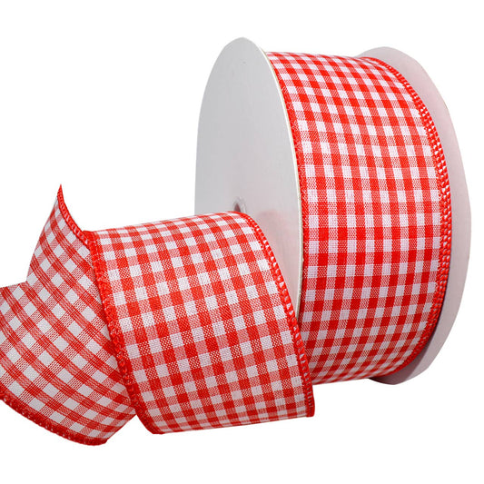 #7379 CHECKMATE PLAID (wired) Red/White Gingham Check