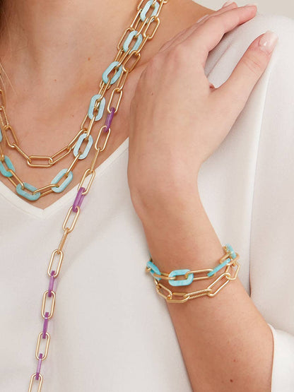 Marbled Resin Link Layered Toggle Bracelet