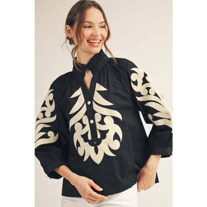 Baroque applique detail top
