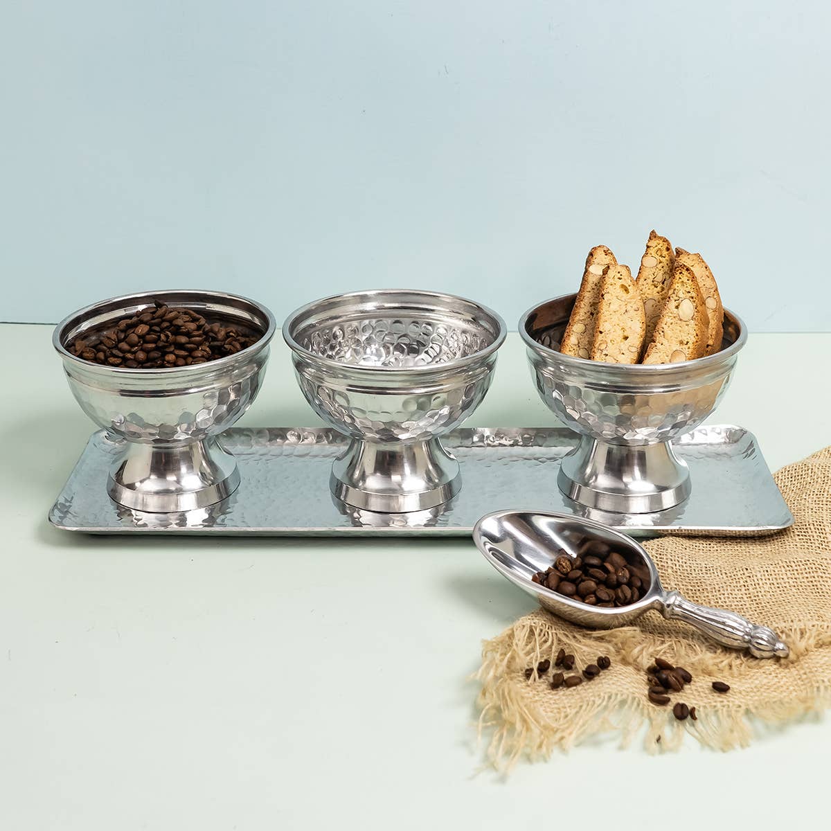 Hammered Tray Set 3 Bowls