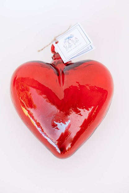 Blown Glass Heart - Red - Medium