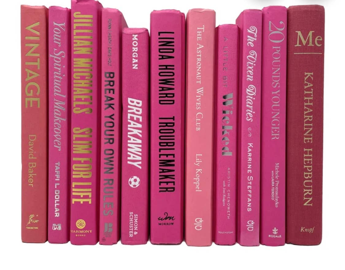 Pink books by the foot for decor
