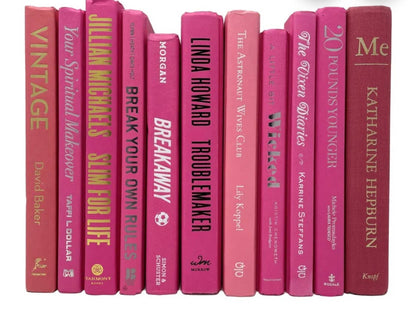Pink books by the foot for decor