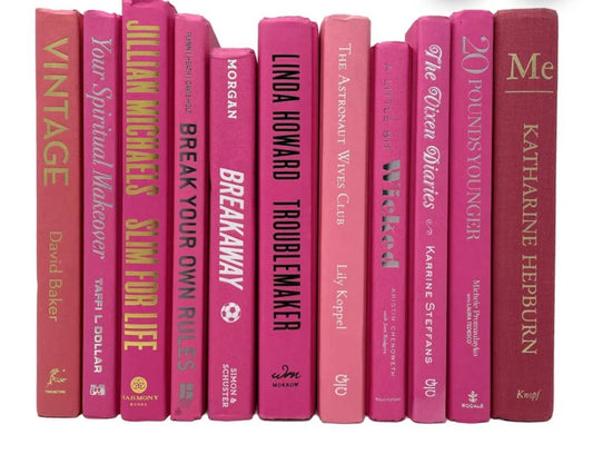 Pink books by the foot for decor