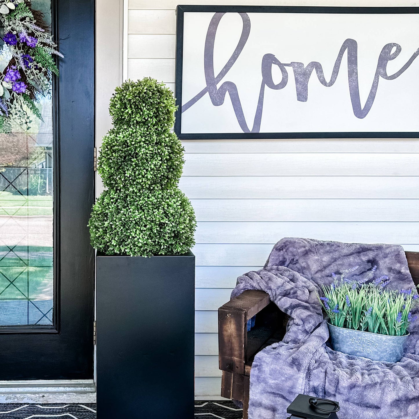Adjustable Triple Artificial Boxwood Topiary + Planter