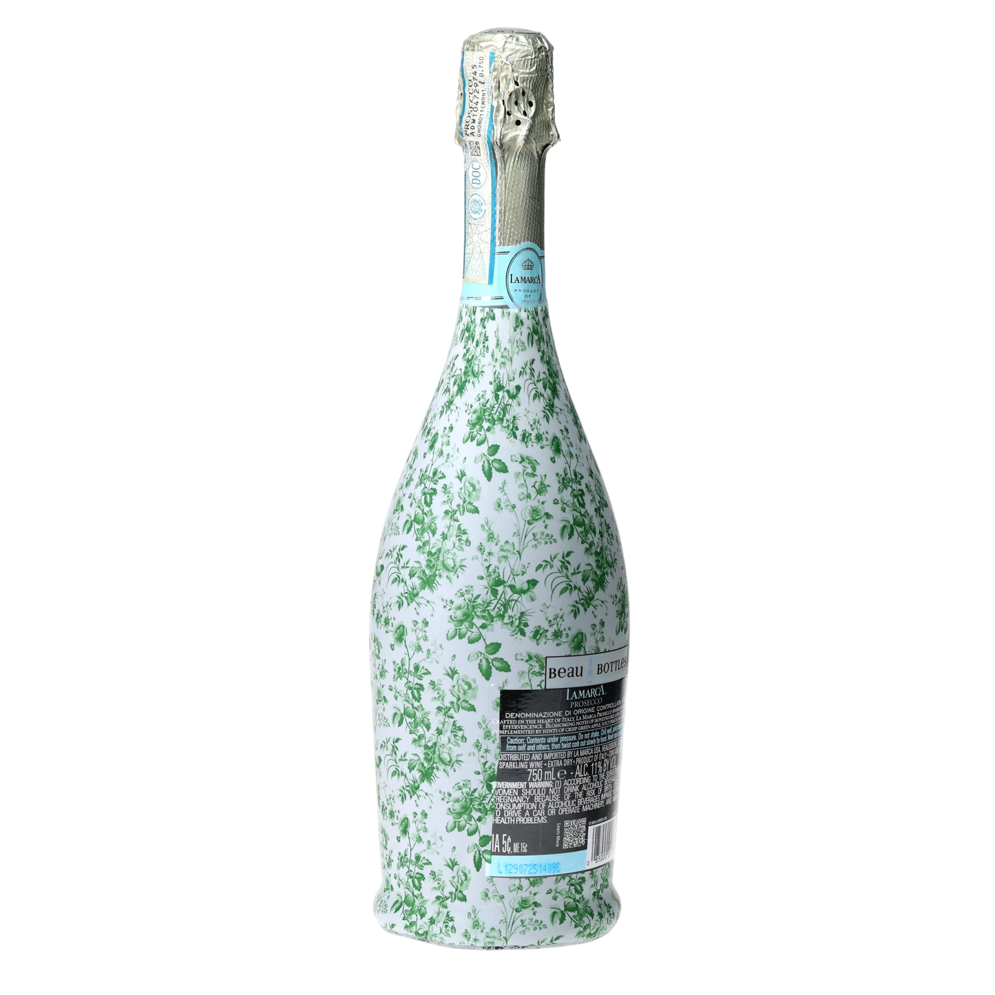 Grandmillennial Green Floral Prosecco Bottle Wrap