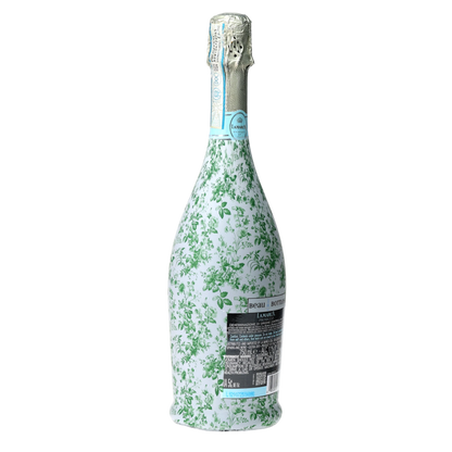 Grandmillennial Green Floral Prosecco Bottle Wrap
