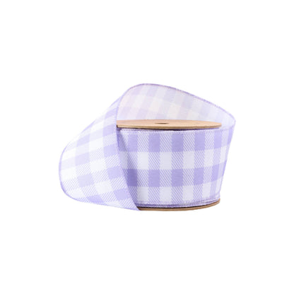 2 1/2" Wired Ribbon | White/Spring Gingham | 10 Yard Roll |