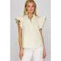 NEW EMBROIDERED RUFFLE SLEEVE TOP