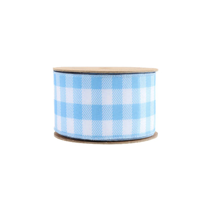 2 1/2" Wired Ribbon | White/Spring Gingham | 10 Yard Roll |