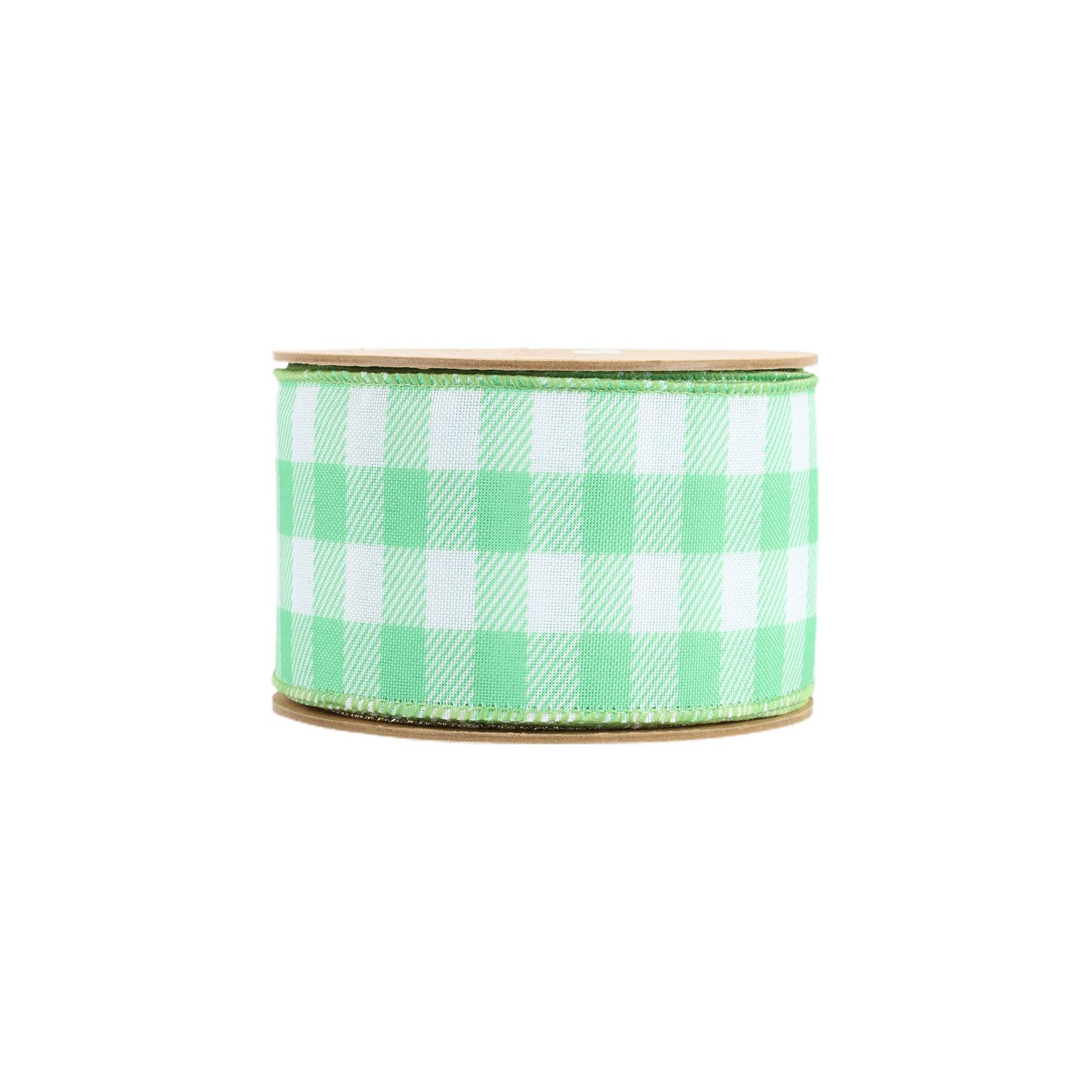 2 1/2" Wired Ribbon | White/Spring Gingham | 10 Yard Roll |
