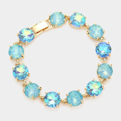 American USA Round Stone Link Evening Bracelet