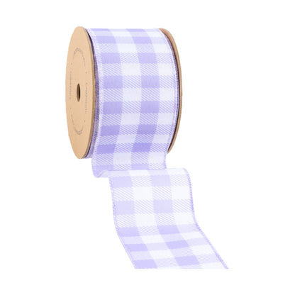 2 1/2" Wired Ribbon | White/Spring Gingham | 10 Yard Roll |