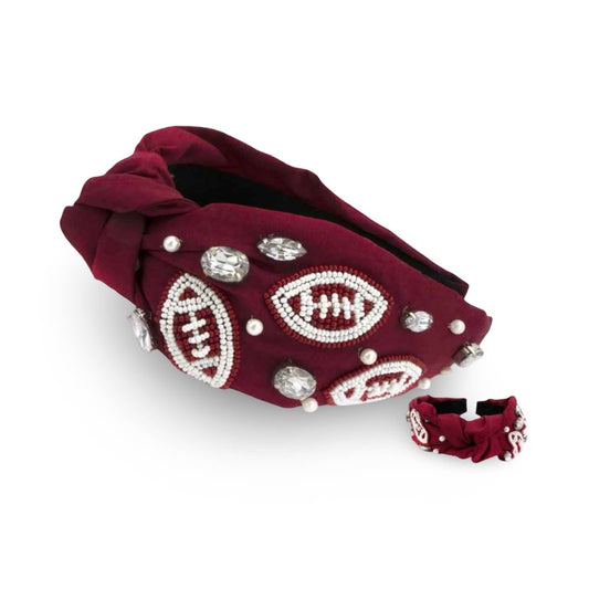 Maroon and White Game Day Headband