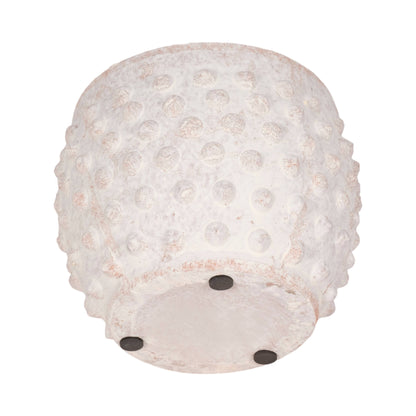 Planter - White Terracotta Round Bubble Rough Finish, 6 in.