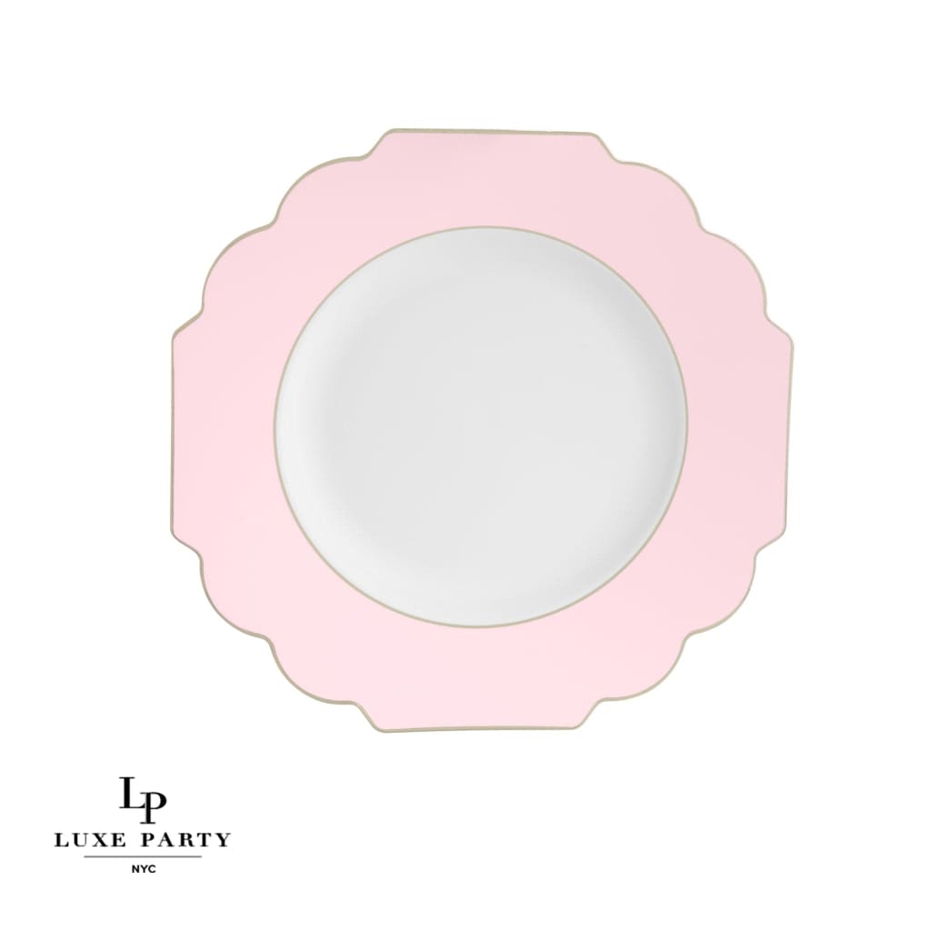 Blush Pink and Gold Scalloped Plastic Plates | 10 Pack