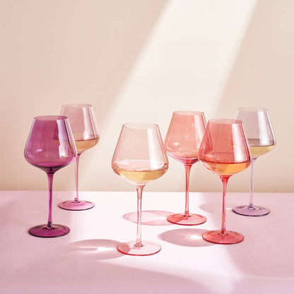 Love Wine Glass Set of 6 - Colored Love Glasses Valentines