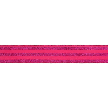 1 1/2" Wired Ribbon | Hot Pink Glittered Pinstripes on Hot Pink | 10 Yard Roll