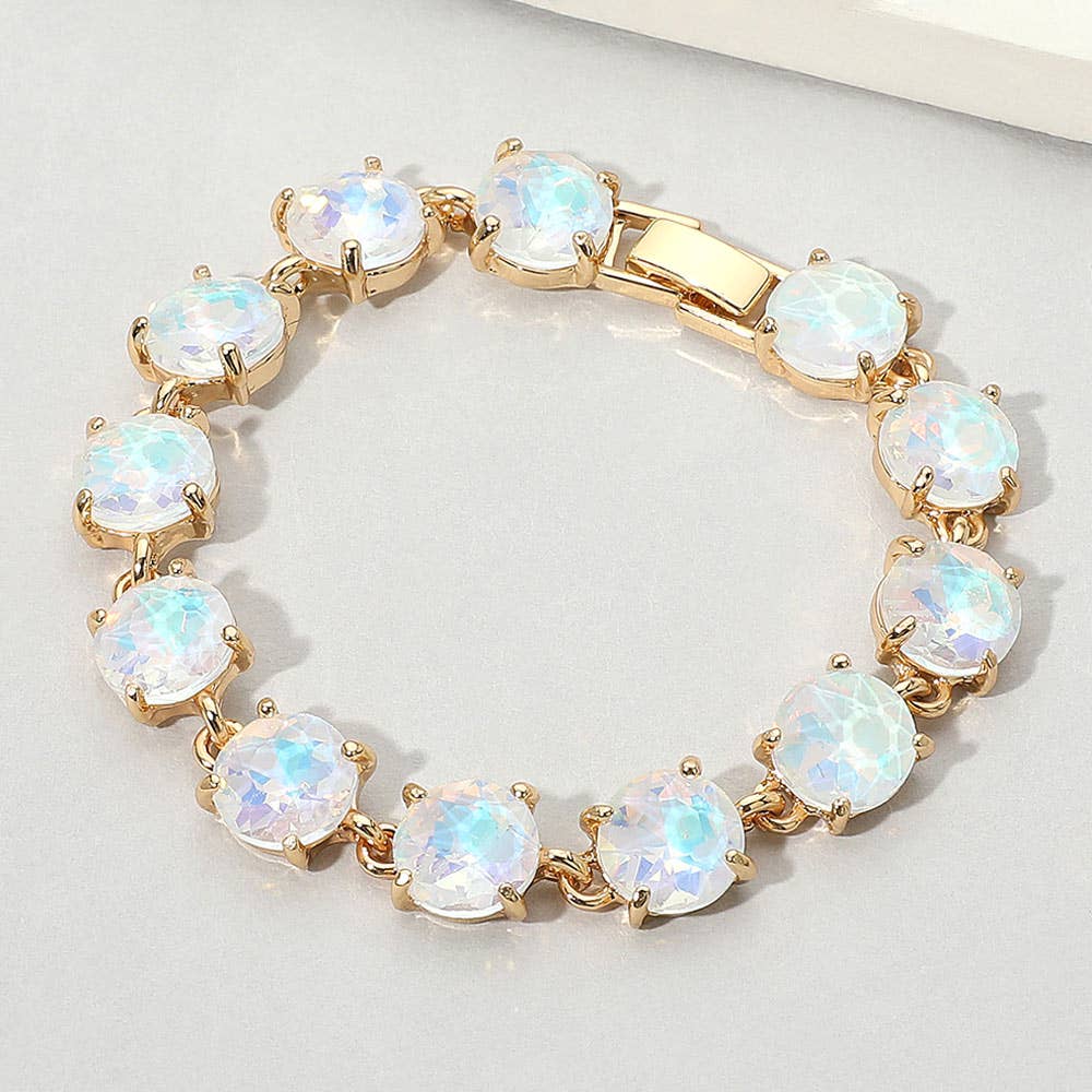 American USA Round Stone Link Evening Bracelet