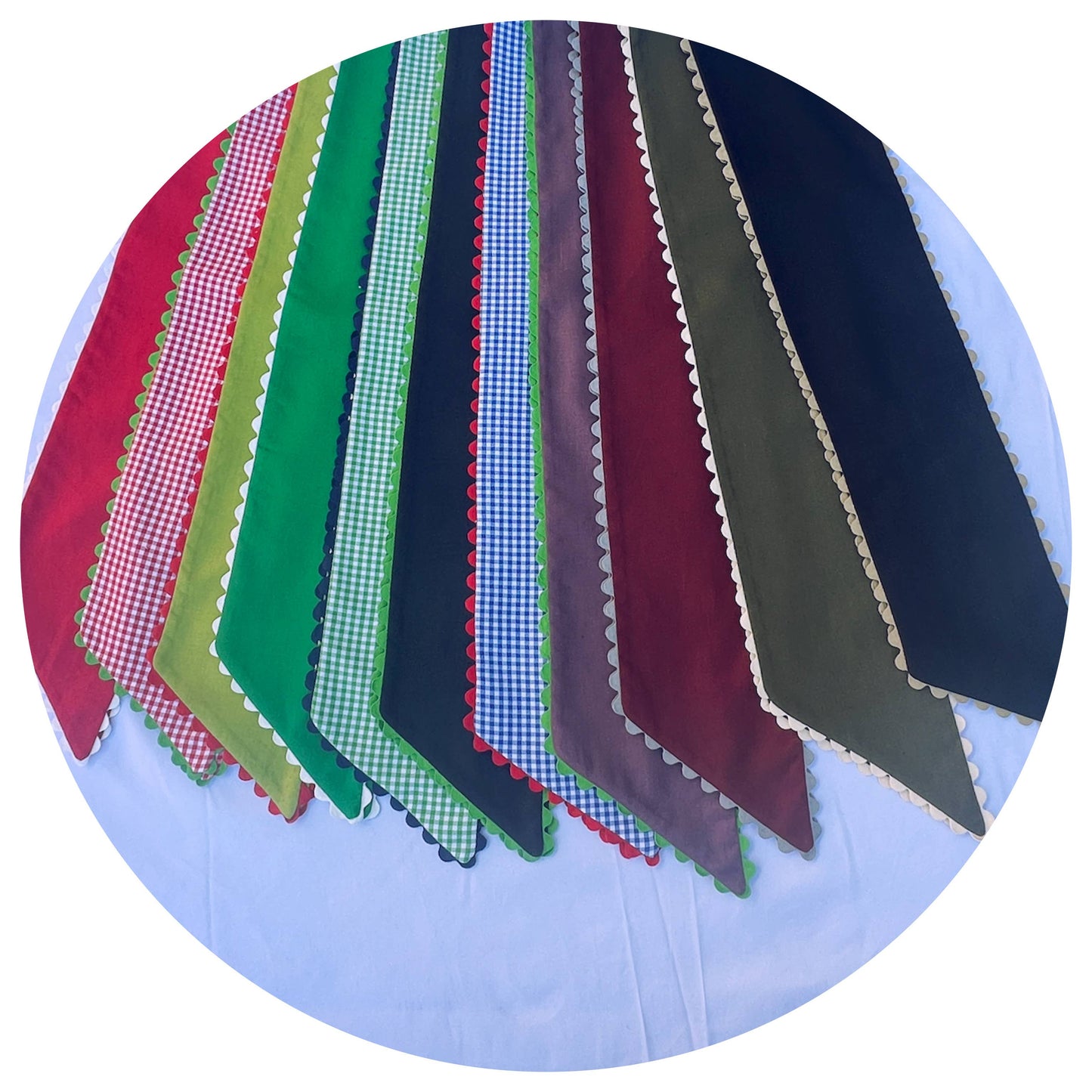 Custom Linen Sashes with Trim 