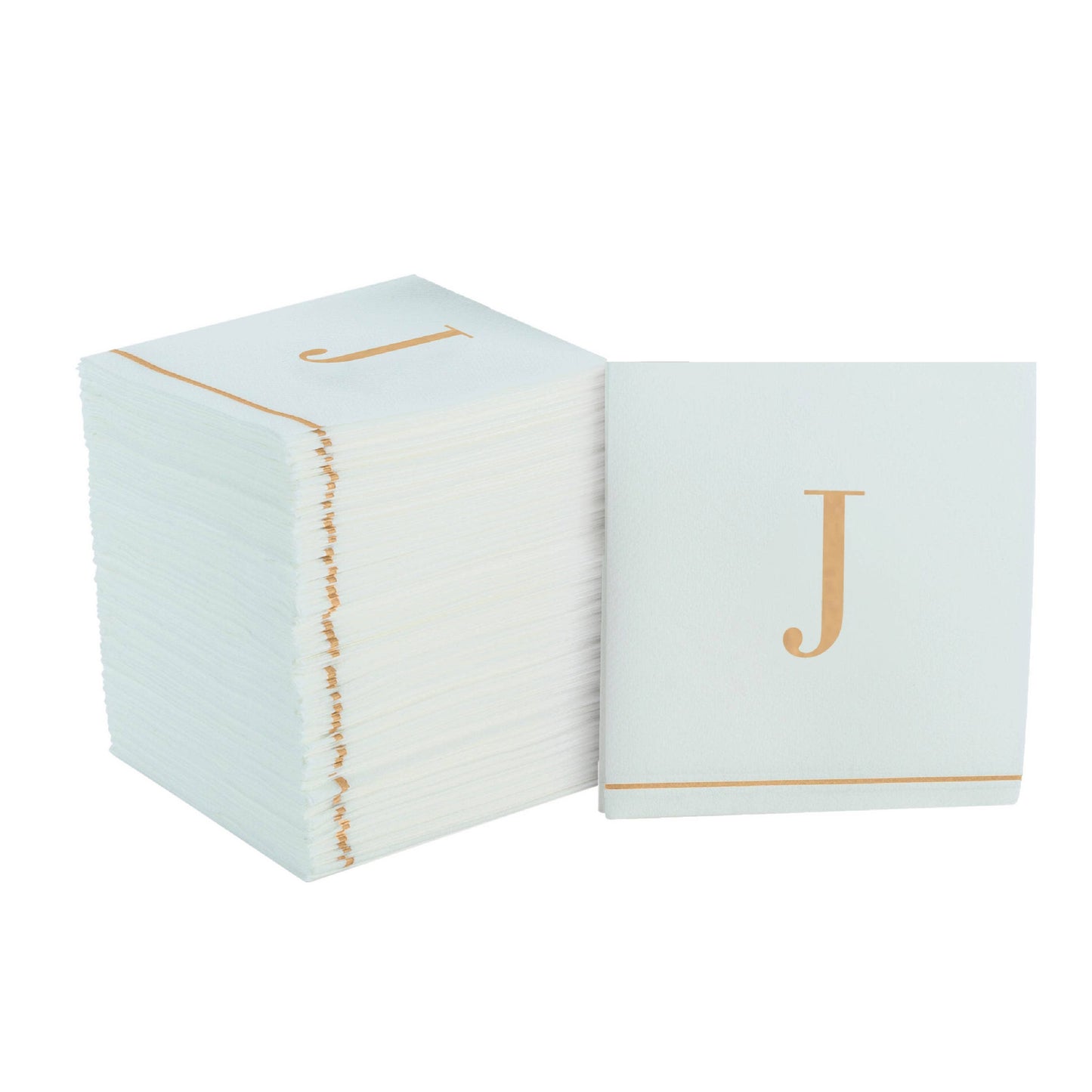 J Gold Monogram Cocktail Paper Napkins | 16 Napkins