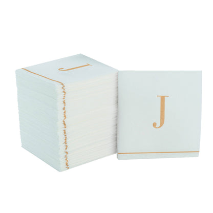 J Gold Monogram Cocktail Paper Napkins | 16 Napkins