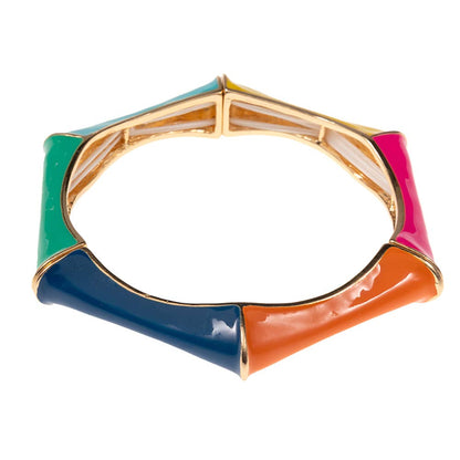 Enamel Hexagonal Stretch Bangle Bracelet